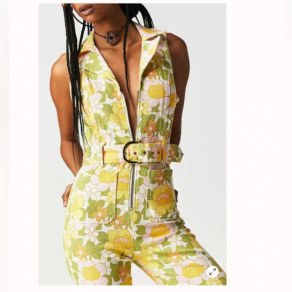 Show Me Your MuMu Floral Jumpsuit in Yellow and Green - Picture 4 of 10